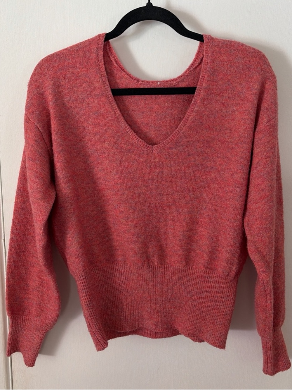Classic V-Neck Women's Sweater in Coral Pink